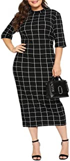 Plus size black and white long dress