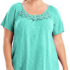 Crochet trim plus size t shirt