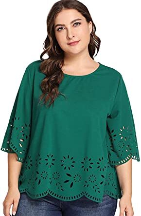 Scallop hem plus size top