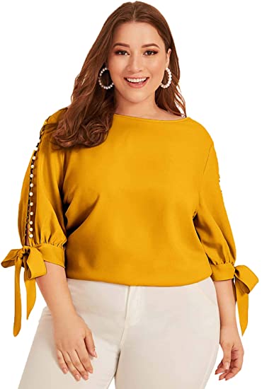 Plus size blouse with graceful sleeves