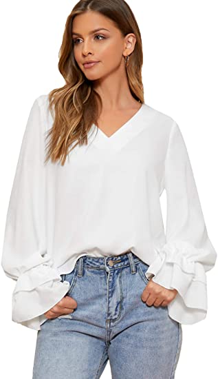 Ruffled sleeve plus size top