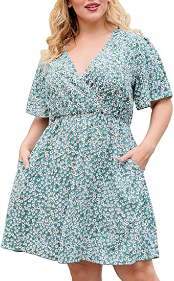 blue dotted summer plus size clothing