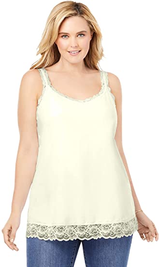 Lace trim plus size tank top for comfort and good looks