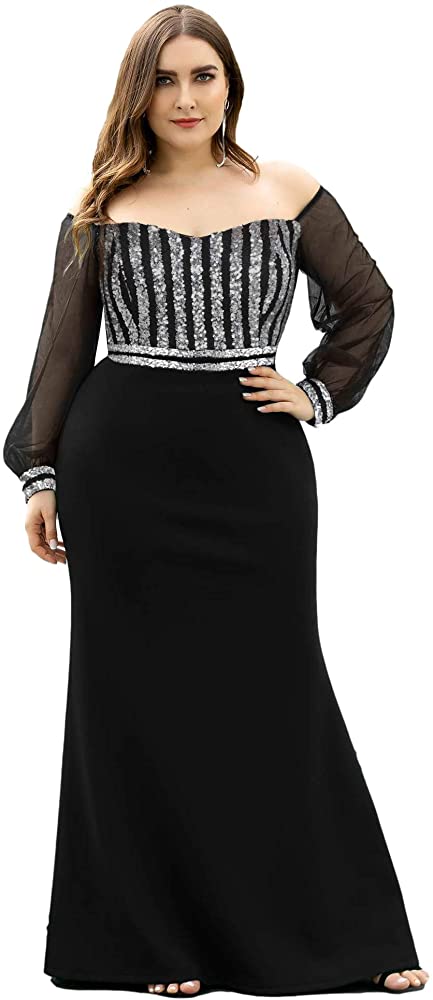 Sequin plus size women's clothing with s graceful style