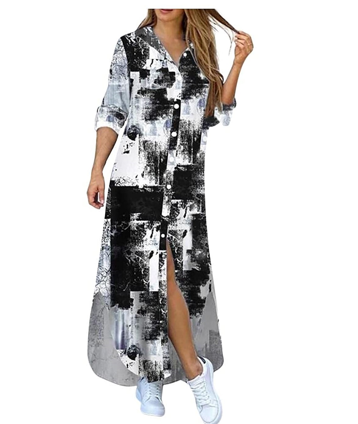 Black and white plus size maxi