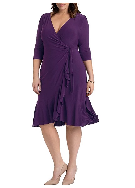 Mixed fabric plus size dress