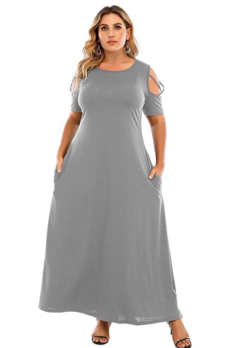 Plain maxi plus size dress for women