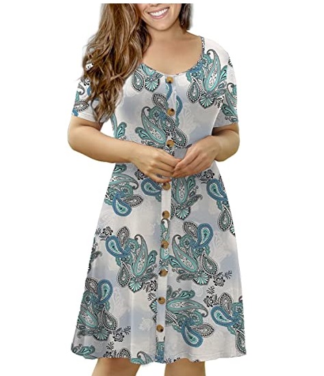 Green patterned womens plus size dress