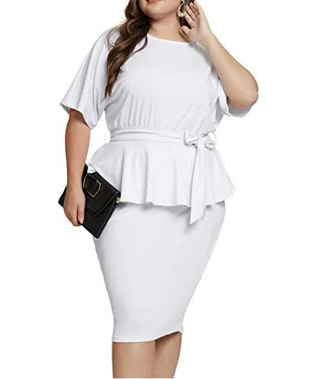 White bodycon plus size summer dress