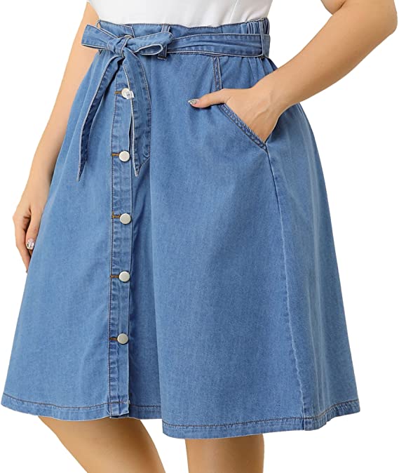 Denim plus size dress skirt